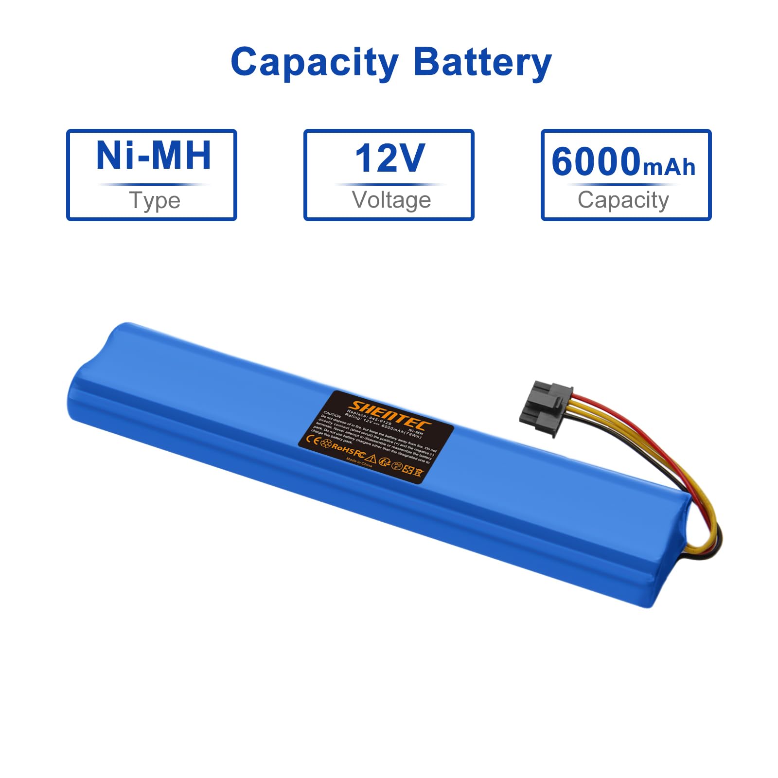 Batterie 12V 6000mAh Ni-MH Pour Neato Botvac 70e 75 80 85 D75 D80 D85 - Remplacement 945-0179