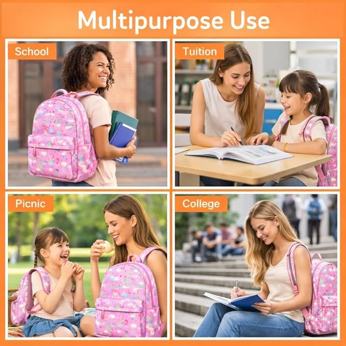 Image of College bag for girls and boys, Office Bag for Men & Women, 15.6 Inch Laptop Backpack, Water Resistant & Lightweight School and Tuition Bag, 2 Compartments with Bottle Holder