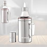 FEROHOME 1000ML Stainless Steel Oil Dispenser Bottle with Handle | Steel Cap & Small Nozzle for Pouring|Fiber Window for...