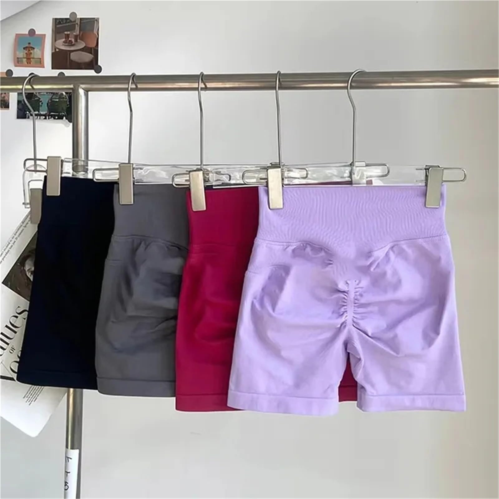 Donne Short da Ginnastica Leggings Sportivi da Donna, Aderenti, a Vita Alta, Traspiranti e Aderenti, in Tinta Unita