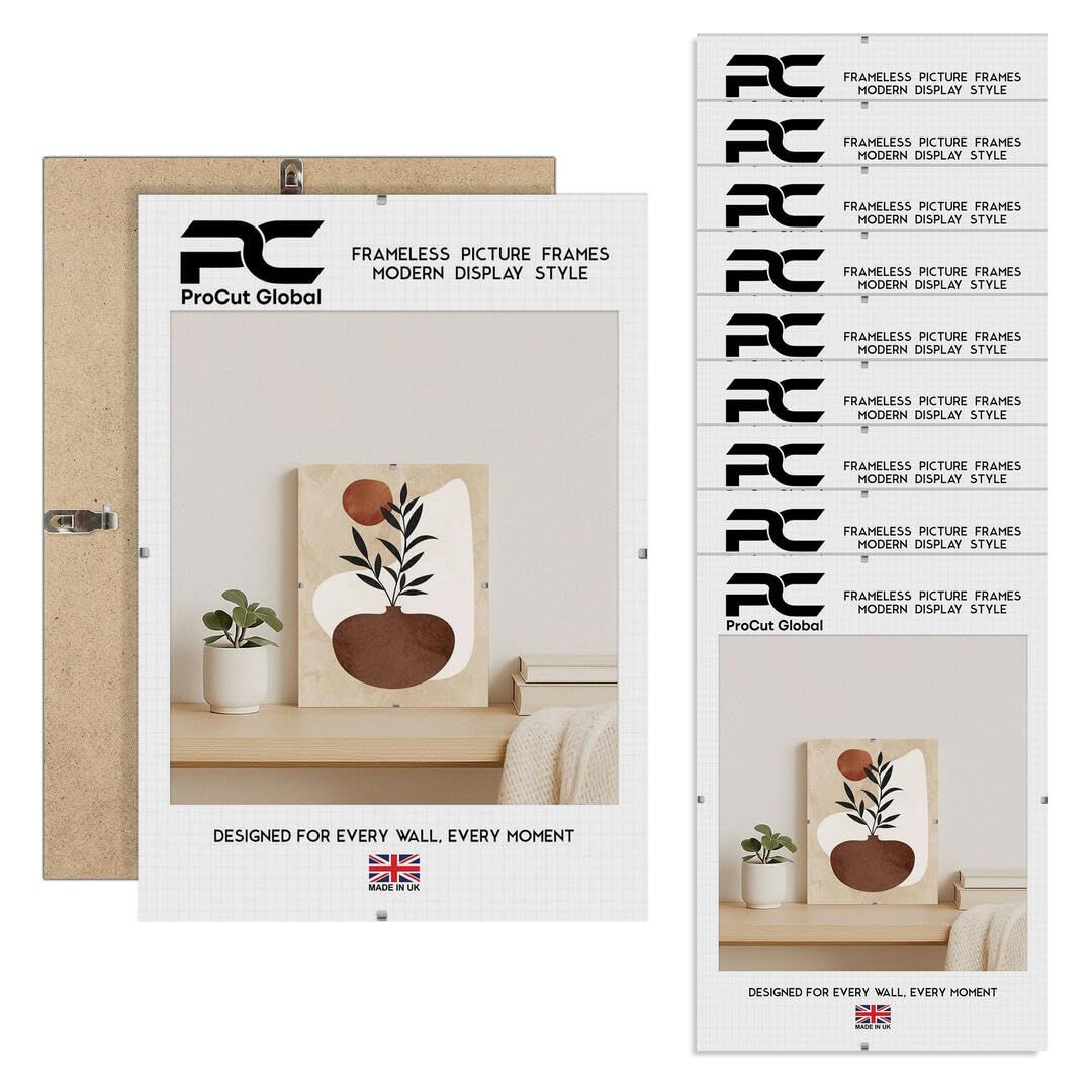 Procut Global 30x28cm Frameless Clip Picture Frames For Photos - Pack of 10