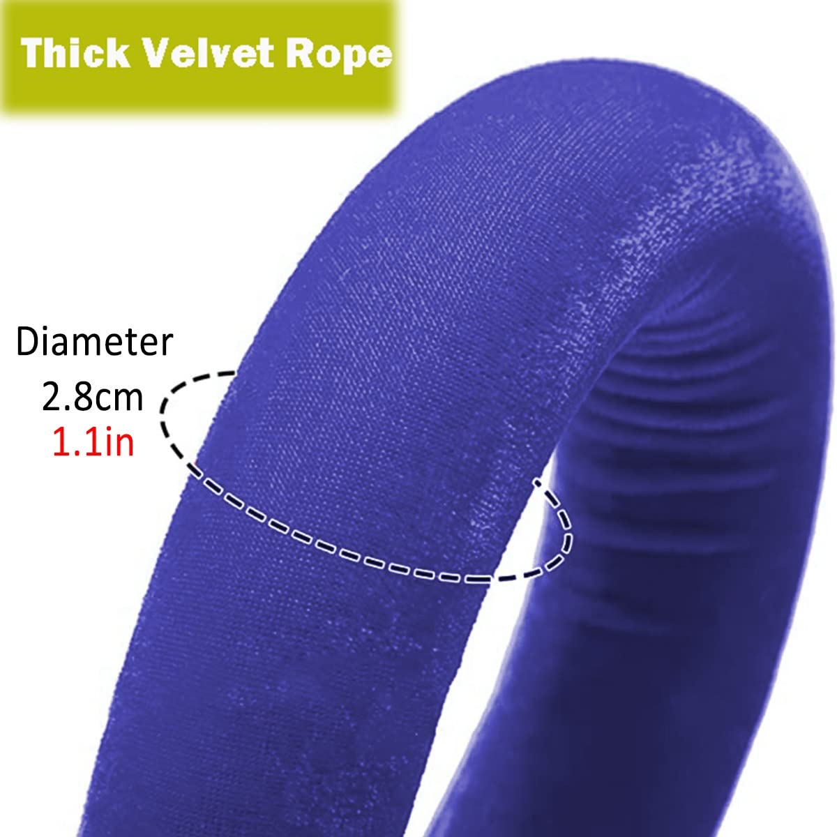 Corde Barrière de Sécurité, Système de Guidage avec Or Crochets, Corde de Velours pour Diviseur de File D'attente, Corde Barriere en Velours Bleu, 1 Pièce Barrière Corde pour Poteau de Separation