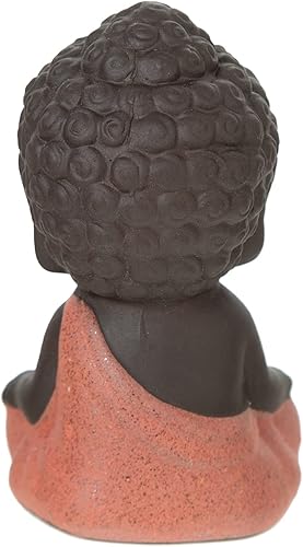 Miniatura 5 de FENGSHUI-CAISHEN Estatua de Little Buddha, figura de Buda bebé, arcilla hecha a mano para meditar decoración de escritorio zen para interiores