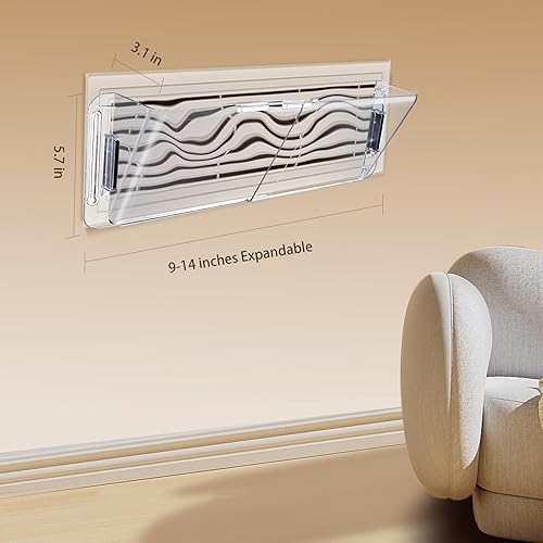 Miniatura 2 de Deflector de ventilación ajustable para aire acondicionado, techo, pared, piso, 9 a 16 pulgadas de ancho, zócalo, magnético, bloqueador de calor y