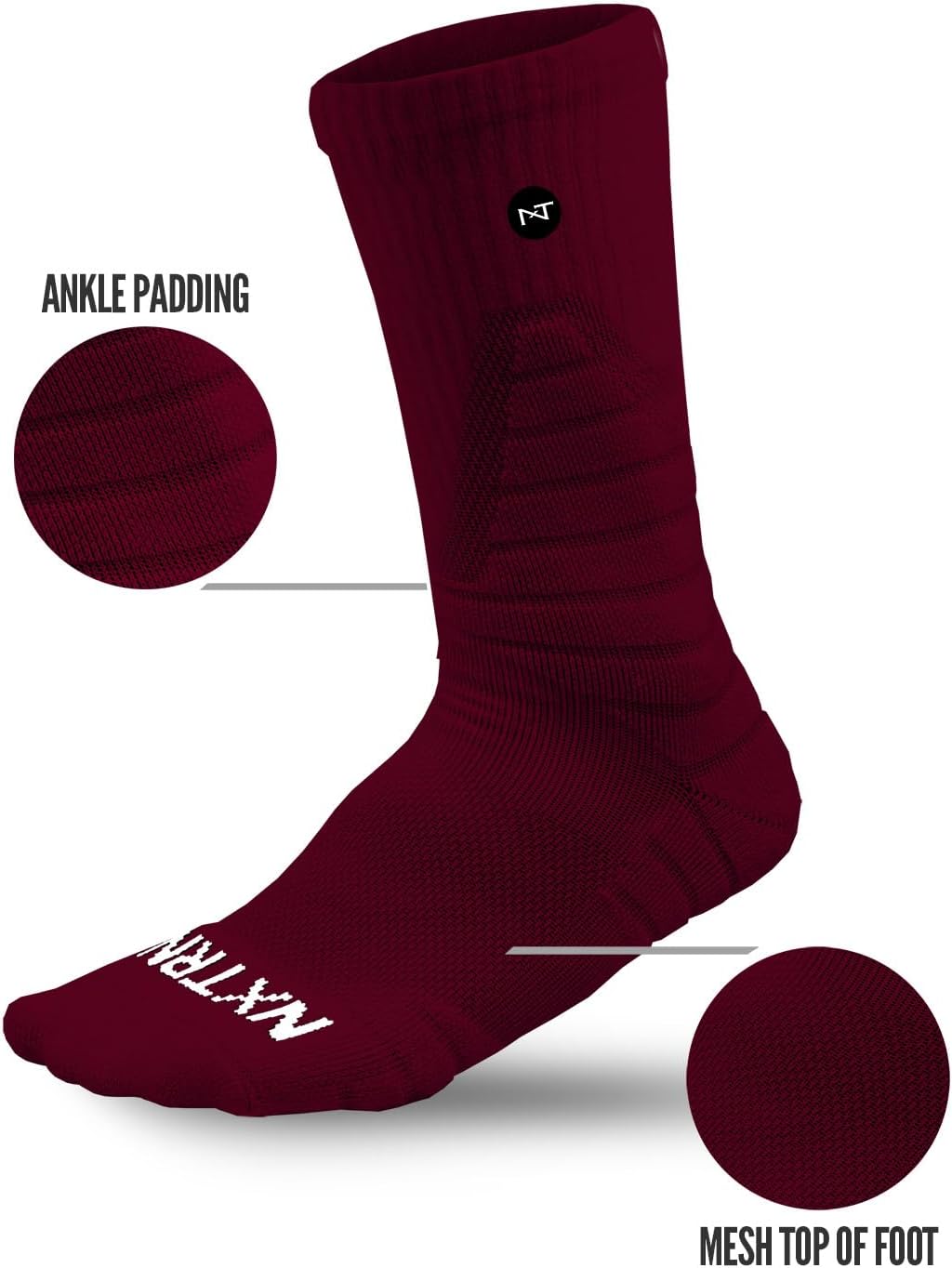 NXTRND 3 Pairs Compression Sports Crew Socks for Men, Cushion Athletic Socks, Basketball, Football and Running - Image 3