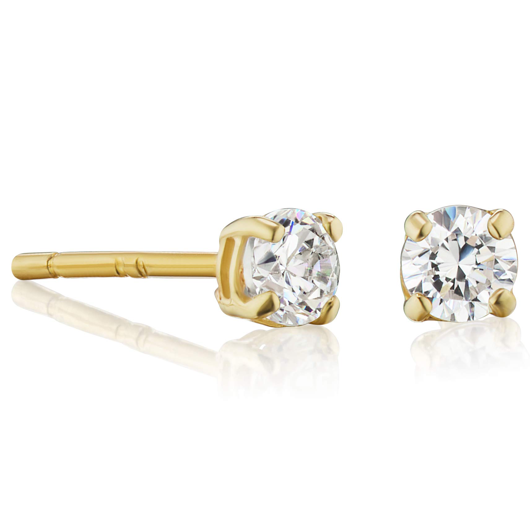 Art and Molly14k Gold Made with Cubic Zirconia Solitaire Round Stud Earrings