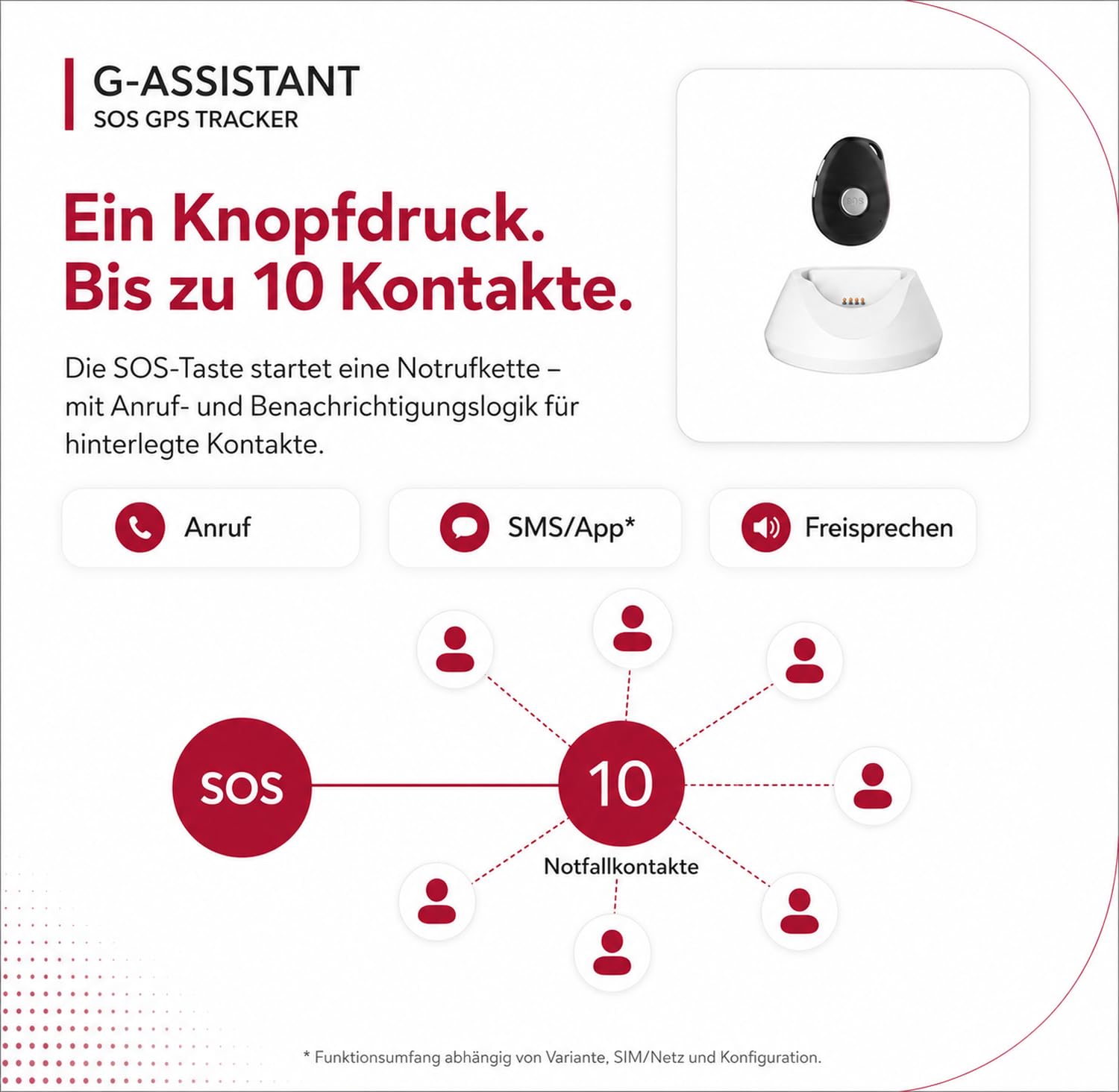 Notruf GPS Tracker (ohne ABO) G-ASSISTANT, GPS/GSM/4G LTE, Notruf-System mit Telefon, Fallsensor, GEO Fence, IP67 Wasserdicht, für Senioren/Kinder/Demenzkranke (CARBONSCHWARZ, 2G-Start)