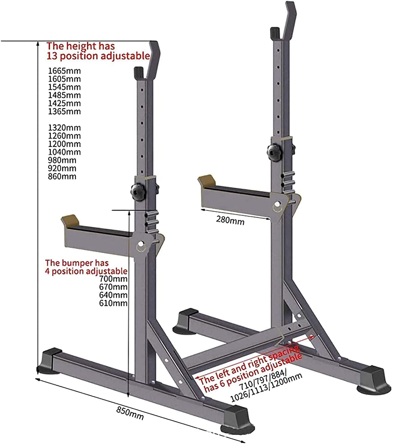 OTQEFTN Multi-Function Weight Lifting Home Gym Fitness Home Adjustable Barbell Rack Squat Rack Multifunction Sturdy Durable Bodybuilding Dip Stand Weight Lifting Bench Press for