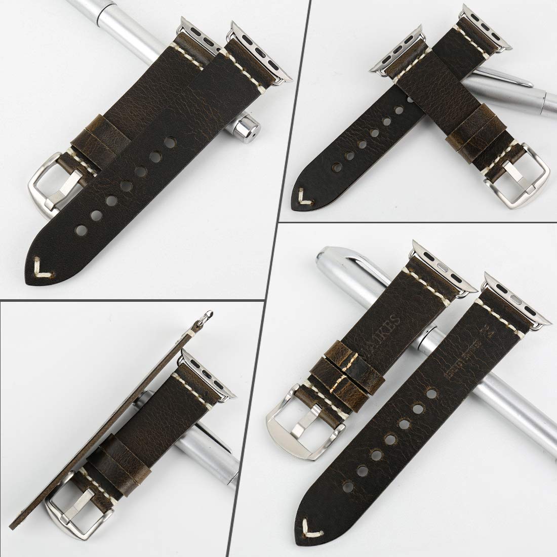 DITOU Replacement For Series 7/6/5/4 3 2 1 Genuine Vintage Oil Wax Leather Strap Compatible with 45mm 41mm 44mm 42mm 40mm 38mm New Retro Leather Watch Band