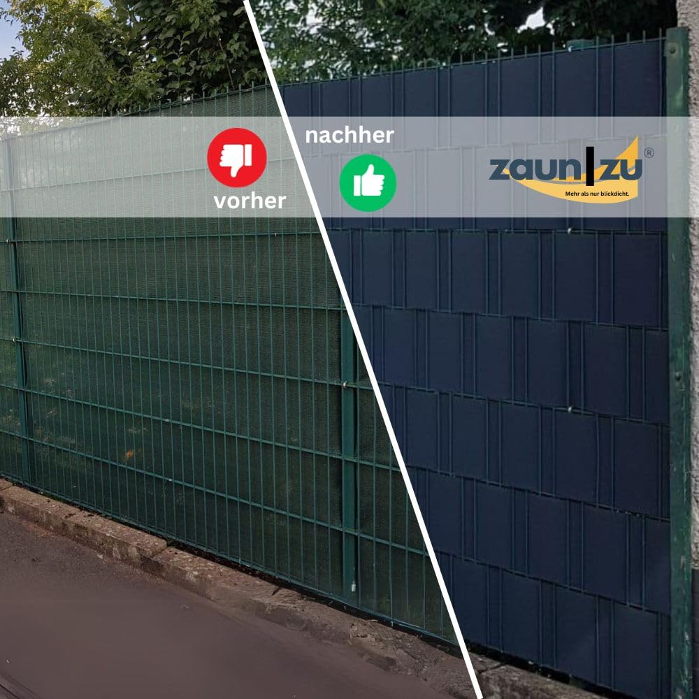 Premium Maxi 26 Meter Rolle 24cm hoch | Sichtschutzstreifen PP für Doppelstabmatten UV-beständiger Sichtschutz | Zaunblende Made in Germany Anthrazit 26m