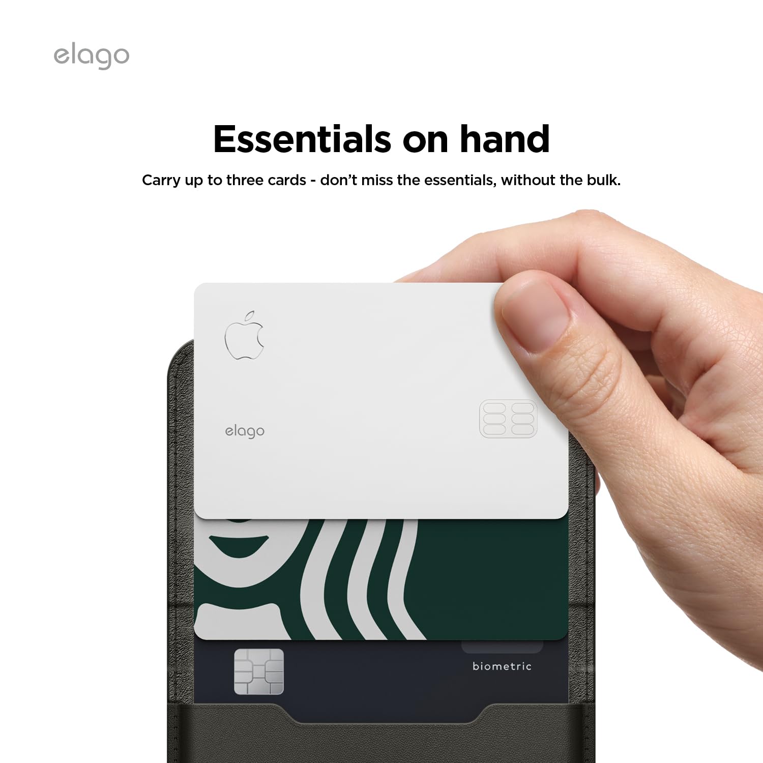 elago Porta Carte Magnetico in Pelle Sintetica per 4 Carte - Compatibile con MagSafe per iPhone, Portafoglio con Fissaggio Sicuro, Protezione Dai Graffi, Adatto a Monete e Banconote (Nero)