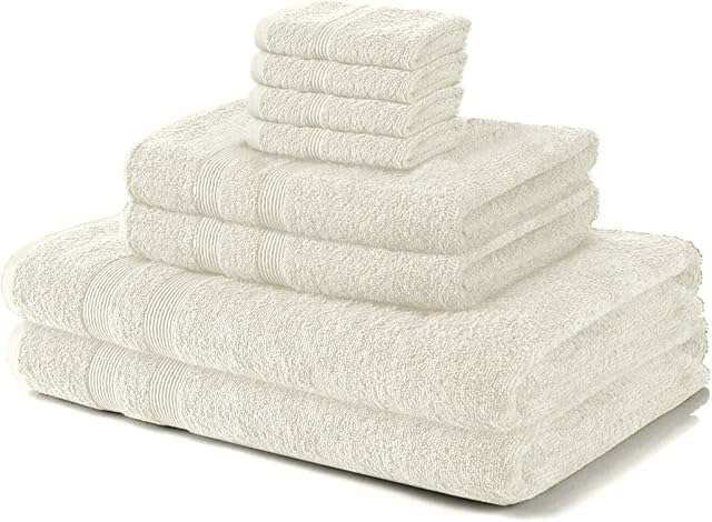 Vozbi Towels - (8 Pieces) 2 Bath Towels, 2 Hand Towels and 4 Washcloths - 500 GSM Egyptian Collection Towel Bale - Ring Spun Cotton Towel Set Cream
