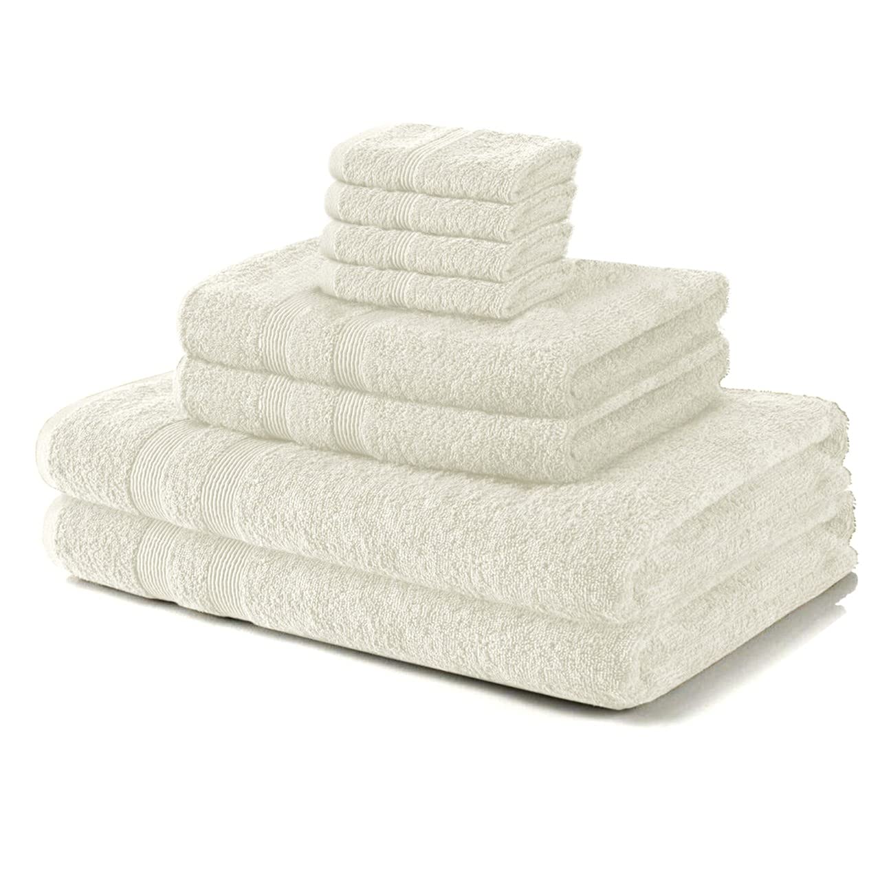 Vozbi Towels Set - (8 Pieces) 2 Bath Towels, 2 Hand Towels and 4 Washcloths - 500 GSM Egyptian Collection Towel Bale - Ring Spun Cotton Towel Set Cream