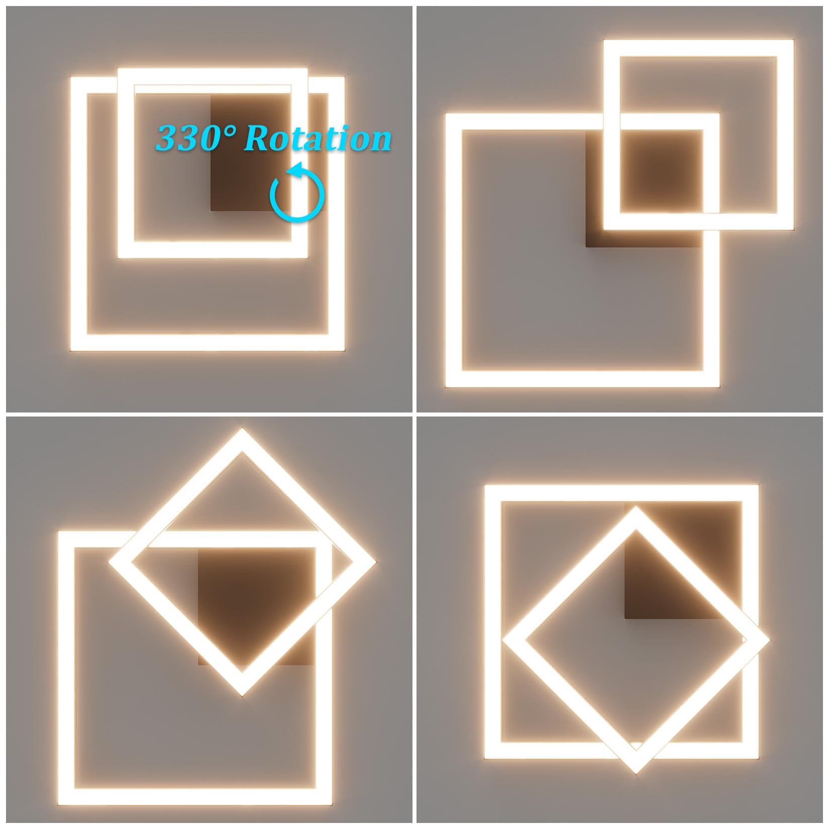 Klighten Lampa sufitowa LED, ściemniana, 35 W, z pilotem zdalnym, nowoczesne oświetlenie sufitowe do salonu, sypialni, kuchni, korytarza, 36 x 36 cm, 3000 K