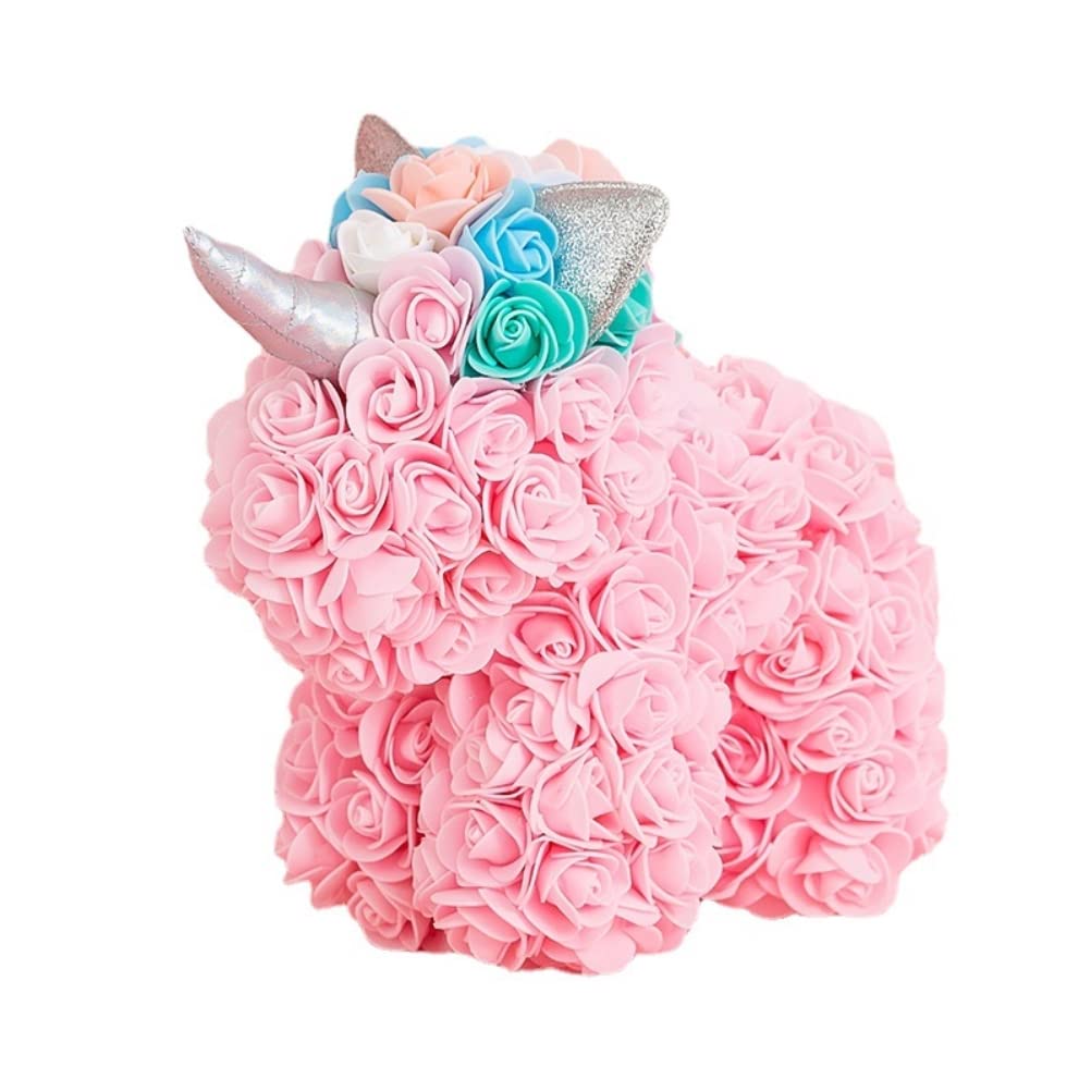 Gampu Women's Pink Rose Flower Bear, Gifts For - Rose Bear - Unicorn Rose Flower Bear Hand Made Rose Teddy Bear - Gift For Valentines Day, Mothers Day, Wedding And Anniversary & Bridal Showers