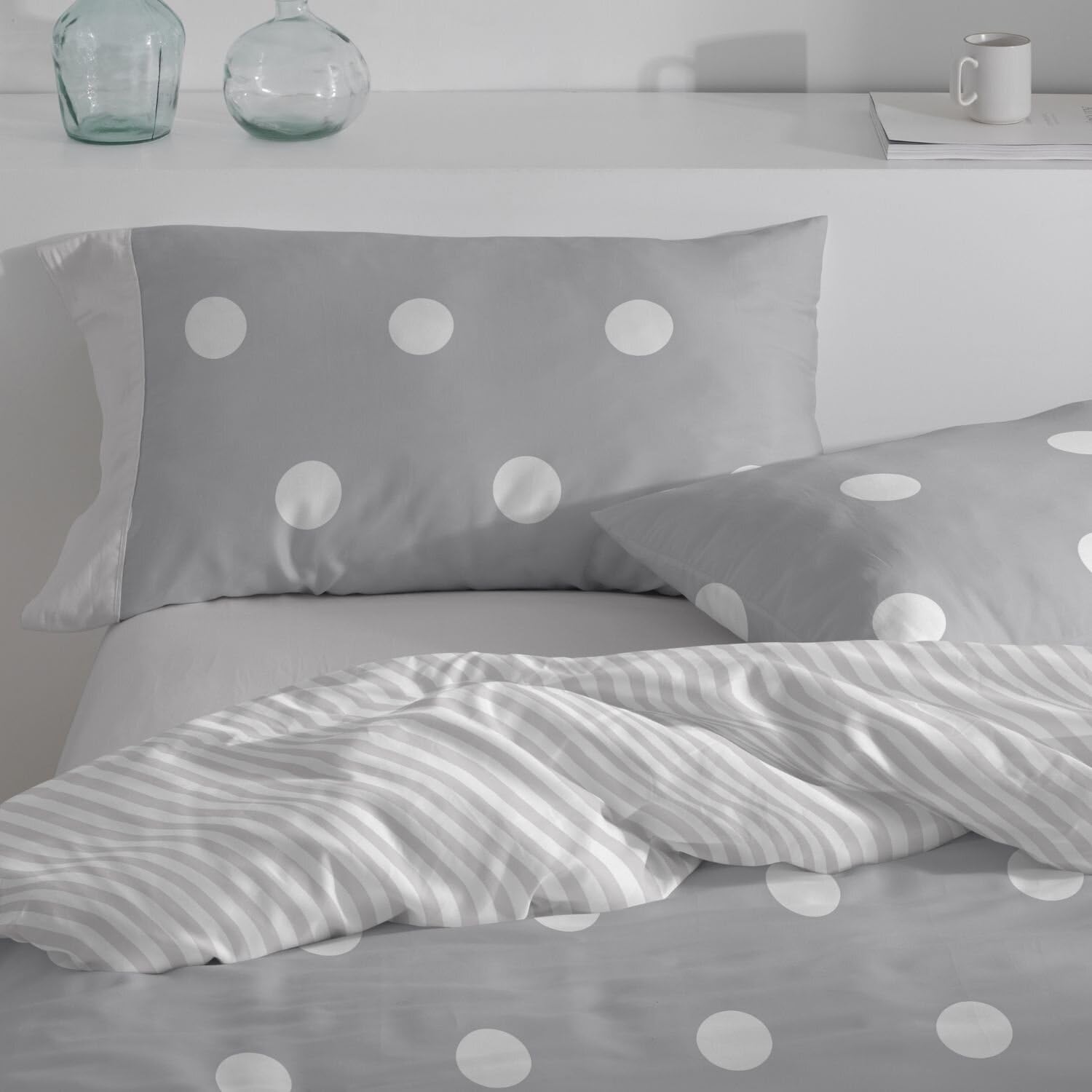 Burrito Blanco | Fundas nórdicas Algodón | Cama de 135cm. (+Medidas Disponibles) | Diseño 627 | Color Gris (135x190/200cm.)