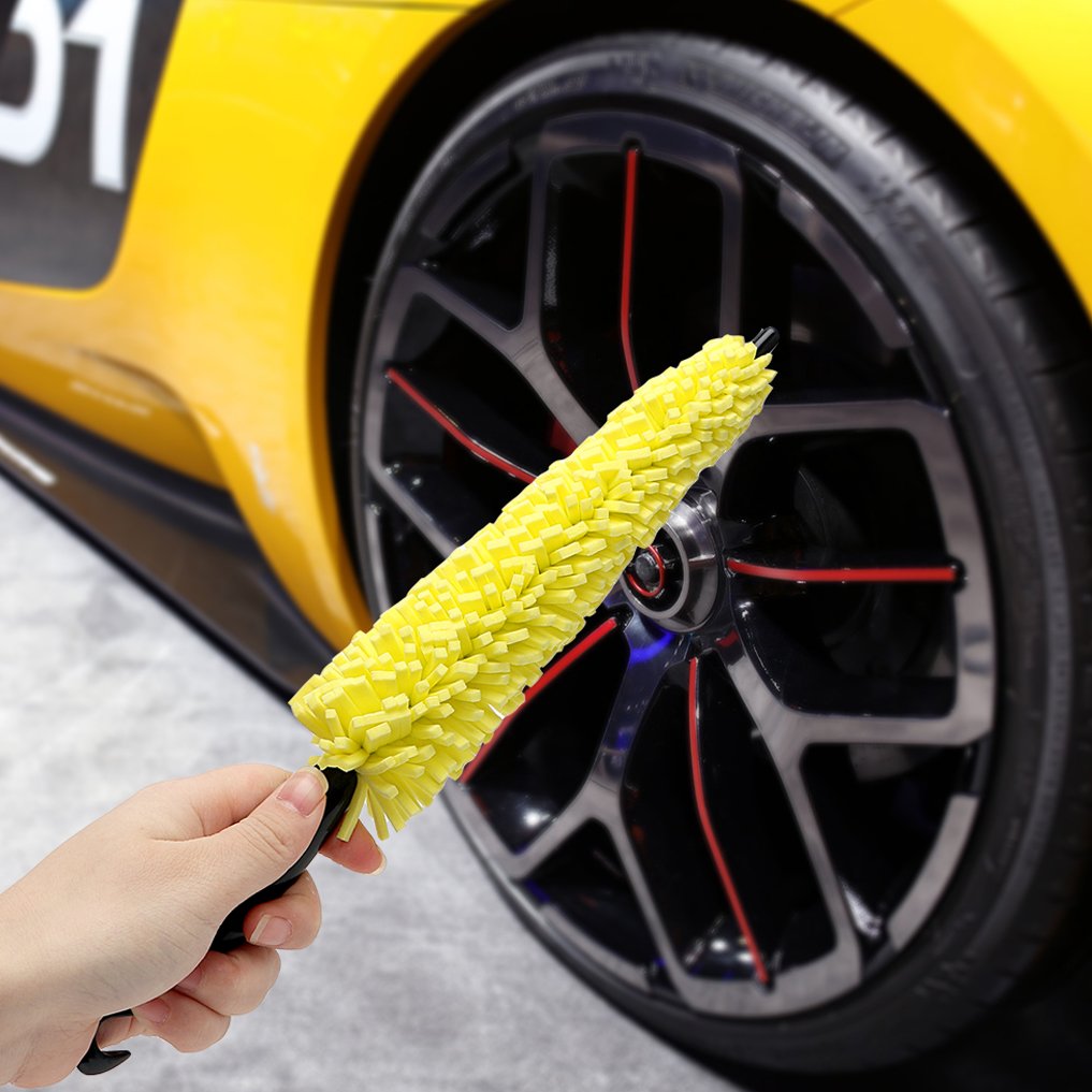 Brosse Durable Produits Chimiques Brosse Jantes Voiture 38cm | Poils Souples | Nettoyage Profond | Sans Rayure | Pour Tous Types Jantes Nettoyage Freins Jantes