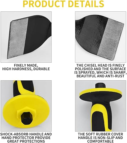 Miniatura 6 de Cincel plano resistente, cabeza plana, con dispositivo de protección de mano, utilizado para demolición, tallado, limpieza, ruptura, caza y