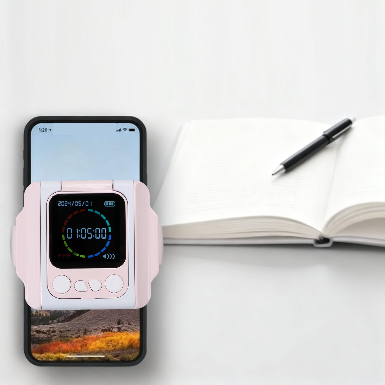 Fockety Blokada Telefonu Komórkowego Blokada Telefonu Komórkowego Blokada Czasowa Smartfona Przenośne Urządzenie Samokontroli do Nauki i Pracy z Materiałem ABS i baterią 270 MAh (PINK)