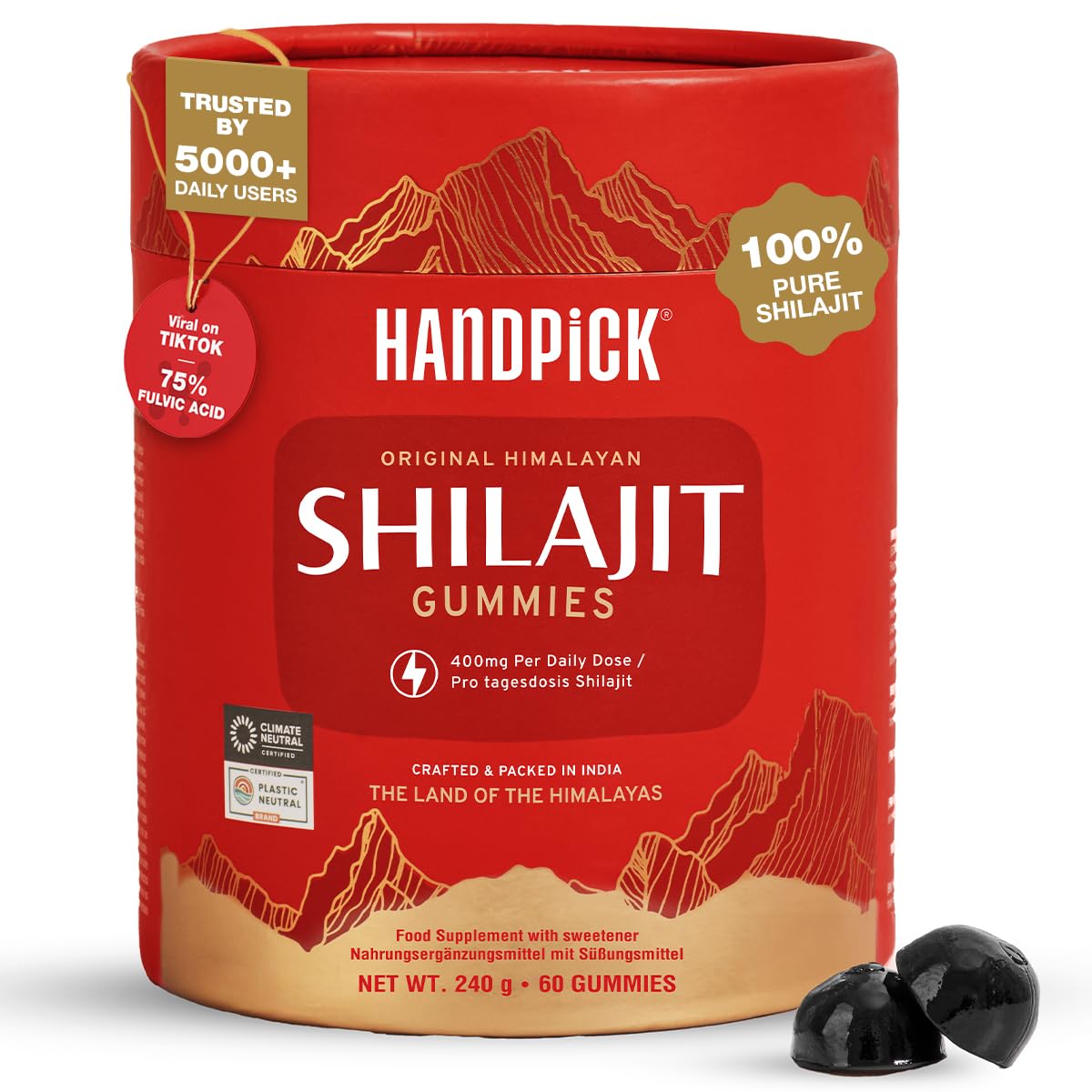 Amazon.com: HANDPICK, Pure Himalayan Shilajit Gummies (60 Gummies