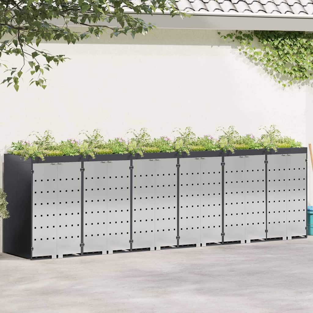 Genérico Almacenamiento de Cubos Wheelie para 3 Cubos Antracita,Casa y jardín,Productos del hogar,Accesorios para contenedores de residuos,Soportes para contenedores de residuos-3394787