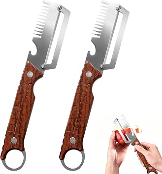 2026 Upgrade Vegetable Peeler With Wooden Handle, Stainless Steel Wide Blade Potato and Carrot Peeler, 3-in-1 Veggie Peeler With Scallion Shredder and Bottle Opener for Kitchen2pcs