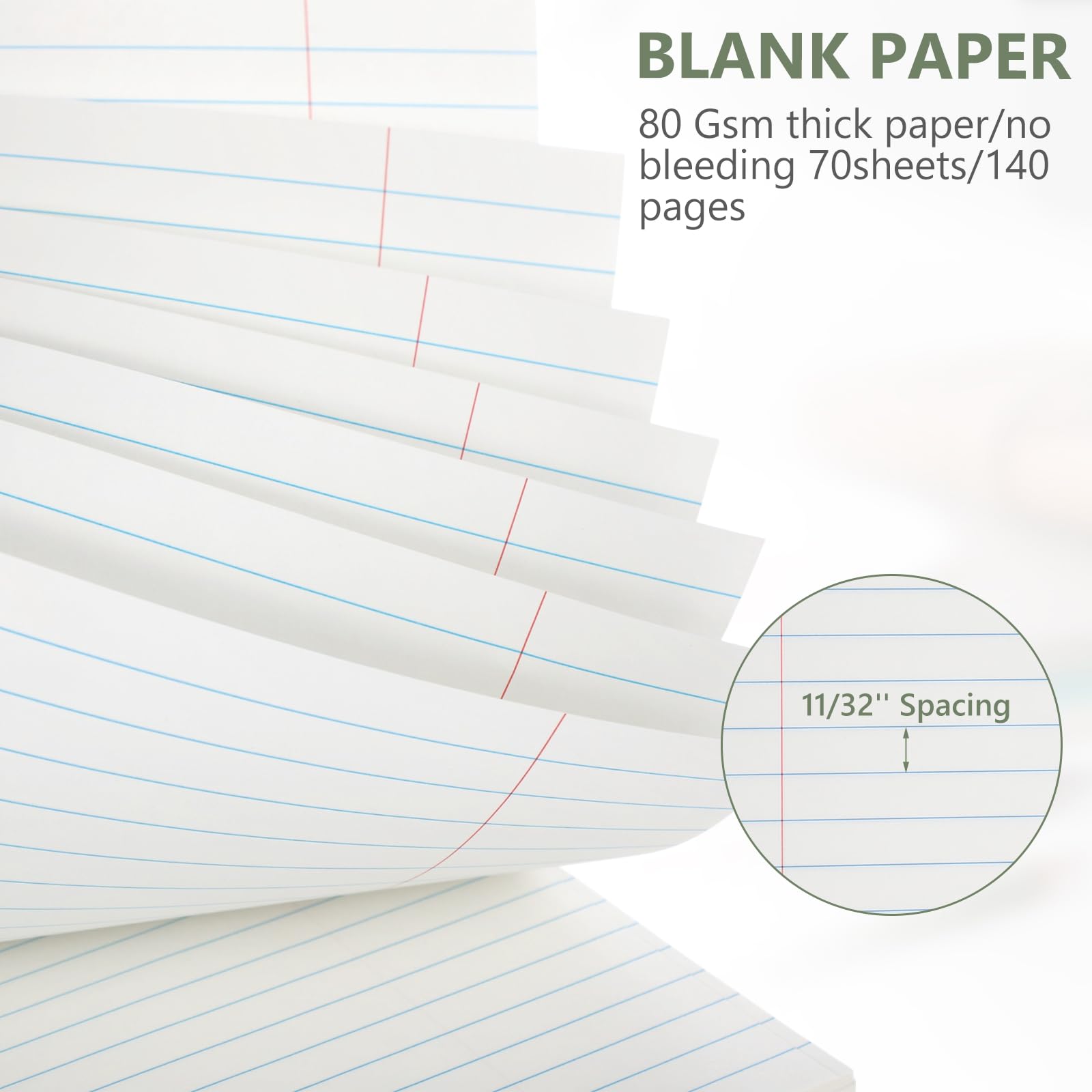 Resurhang Lot de 6 cahiers Steno de bureau à reliure supérieure de 21,6 x 27,9 cm, larges lignes, double face, papier blanc fiable, 70 feuilles/bloc de couleurs pastel pour écrire des notes scolaires