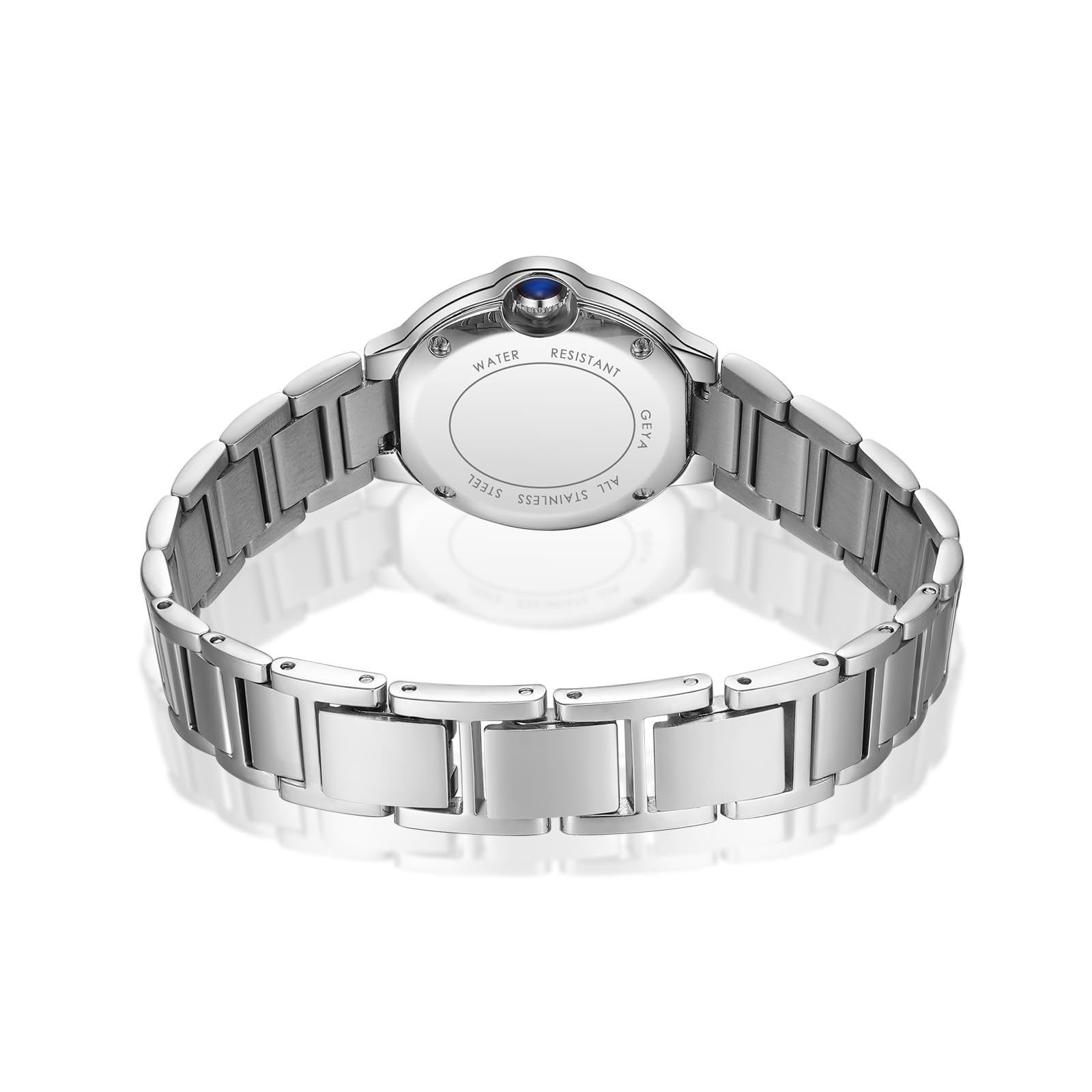 GeYa Silver Watch for Women Dainty Ladies Analog Quartz Wristwatch with Date & Diamond Dial, Stainless Steel Bracelet Water Resistant for Petite Wrist, Gift for Her