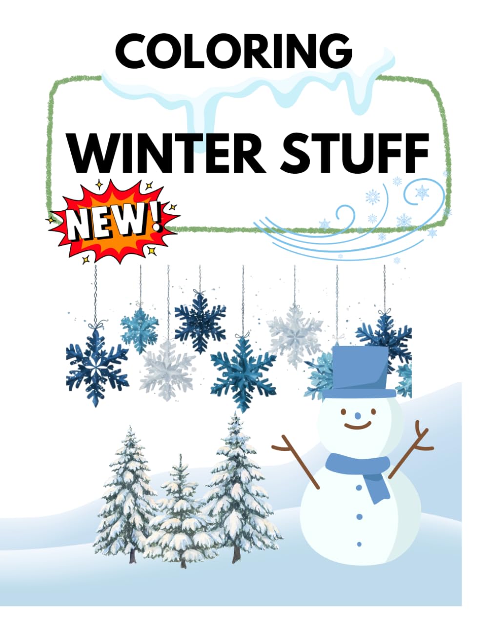 winter cute stuff and easy coloring book: Easy and lovely things