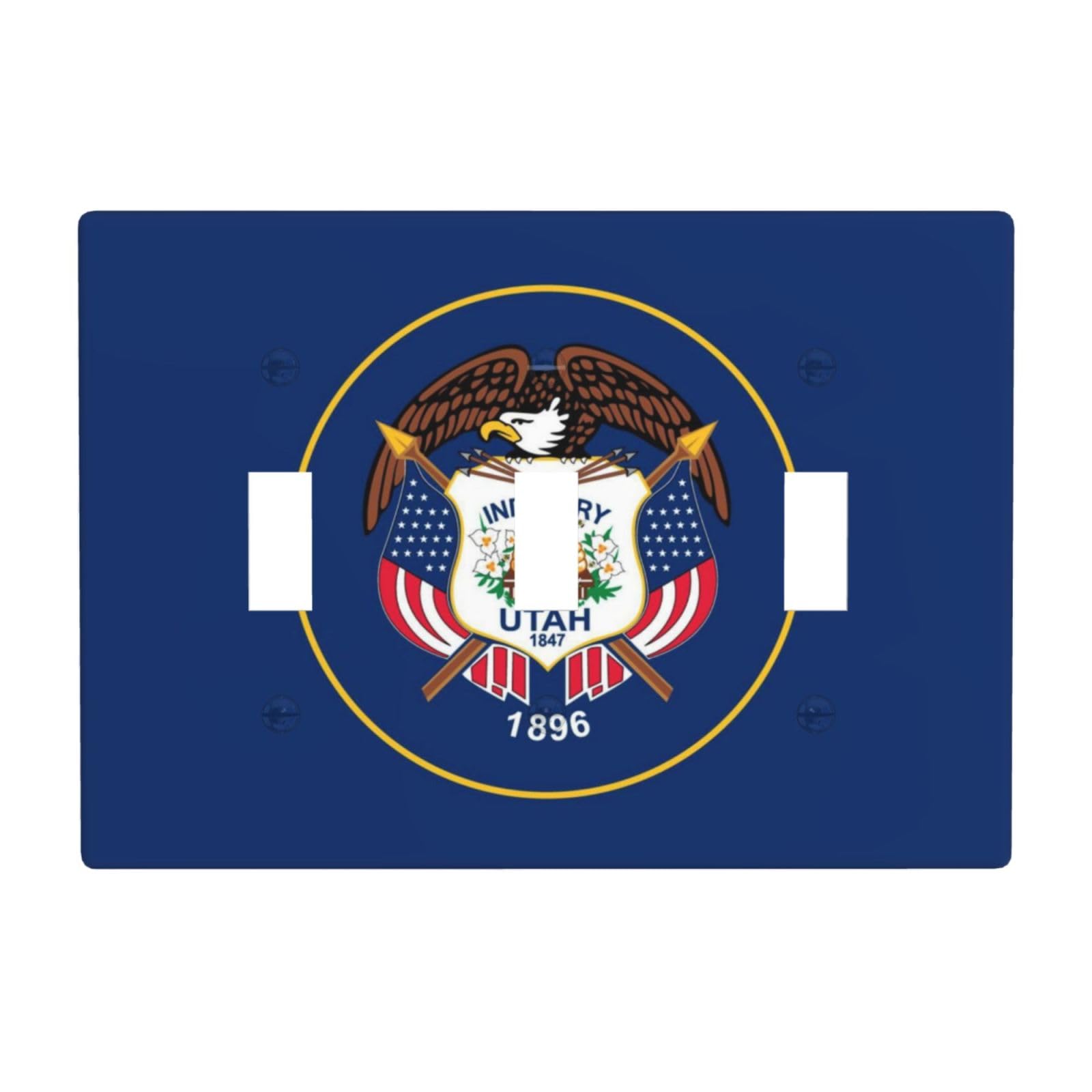 Flag of Utah 3 Gang Switch Plate Cover-Unbreakable Polycarbonate Wall Plate, Heat Resistant Toggle Switch Decor for Home