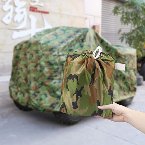 Miniatura 7 de X AUTOHAUX Protector impermeable para todo tipo de clima, cuatrimoto, cubierta de 4 ruedas, ajuste universal, camuflaje con revestimiento plateado