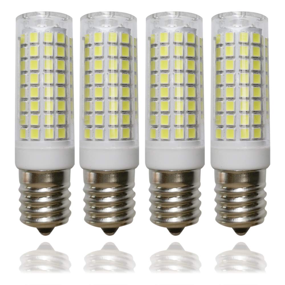 E17 LED Bulb Microwave Light Bulbs Under Hood E17 Bulb 8W Daylight 6000K 75W Halogen Equivalent Ceramic Body Intemediate Base LED Appliance Light AC110-130V Under-Microwave Stove Lamp 4-Pack