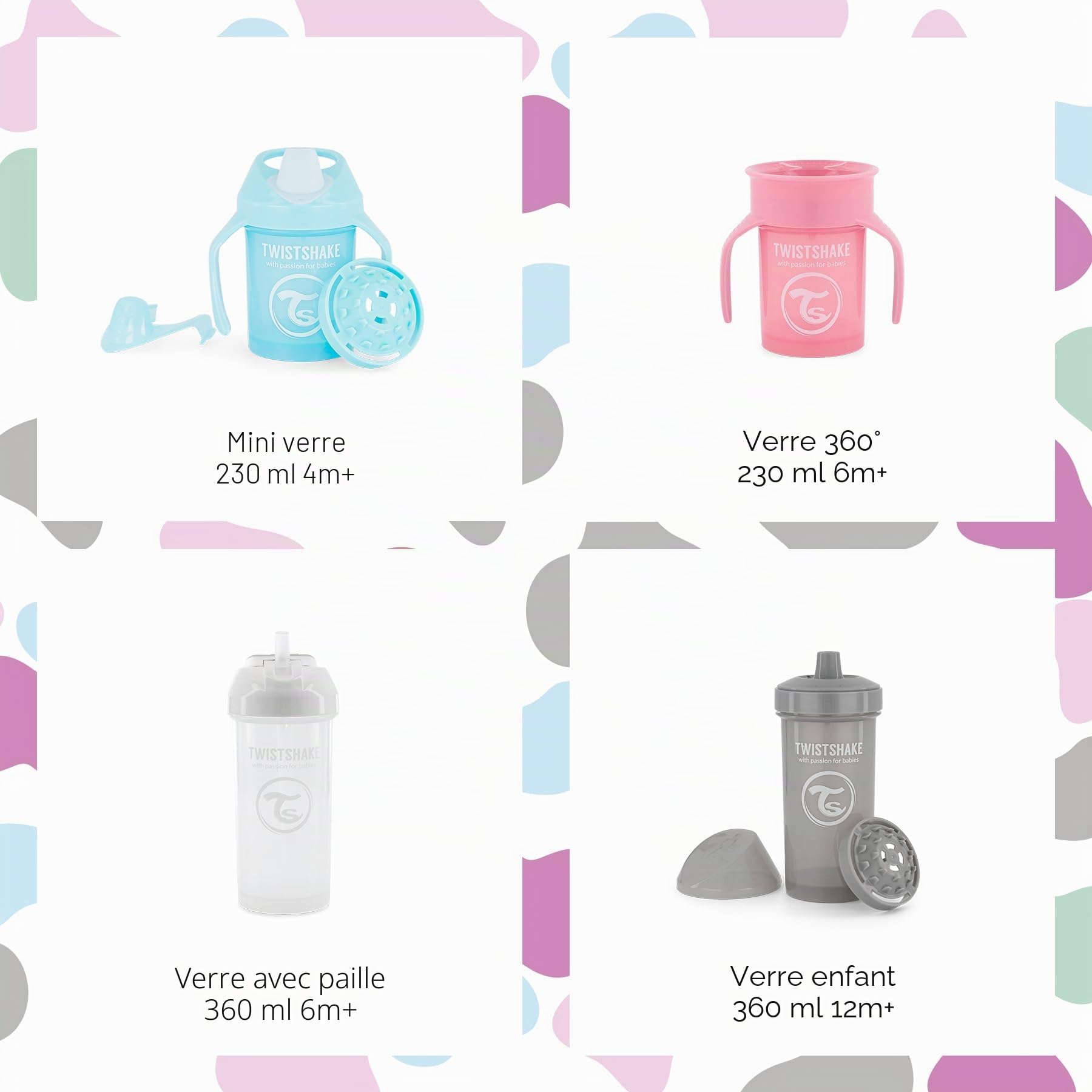 Twistshake Tasse de Paille 360 ml – Gobelet Bébé avec Paille Anti-Fuite – Bouteille d’Eau Anti-Déversement pour Tout-Petits – Tasse de Sevrage Sans BPA – Rose