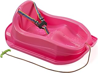 GaGaDumi Trineo de plástico para niños, mini-bob de plástico resistente, hasta 20 kg, hasta 3 años, forma ergonómica, respaldo alto, cinturones de seguridad