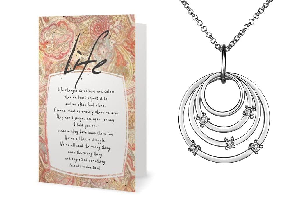 Smiling WisdomLife Changes Directions Acceptance Gift Set - Old Fashioned Paisley Design - I love You as You Are - 4 Ring Necklace for Her, Friend, Daughter - White Gold