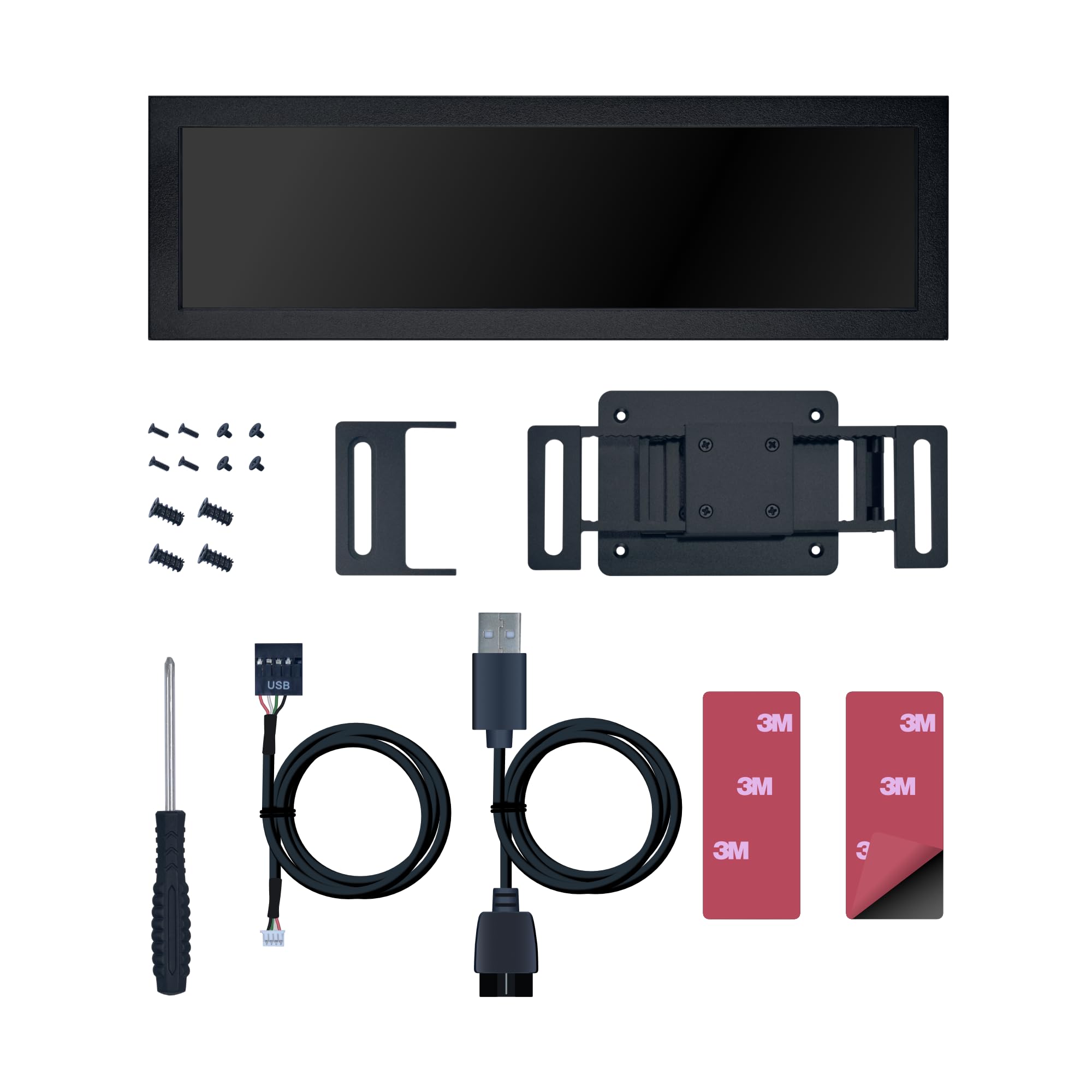 Lian Li 8,8" Universal Screen Schwarz – USB Hardware-Monitor mit 1920×480 Auflösung, 500 nits Helligkeit, flexiblen Montagemöglichkeiten und ARGB-Randbeleuchtung