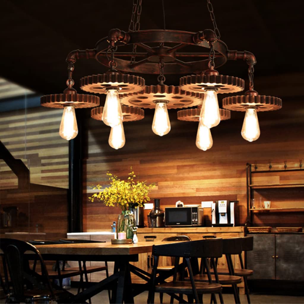 XIN'S Retro Pendelleuchte Industriestil – 4er-Set, Holz/Metall, Höhenverstellbar, E27, Für Wohnzimmer & Küche