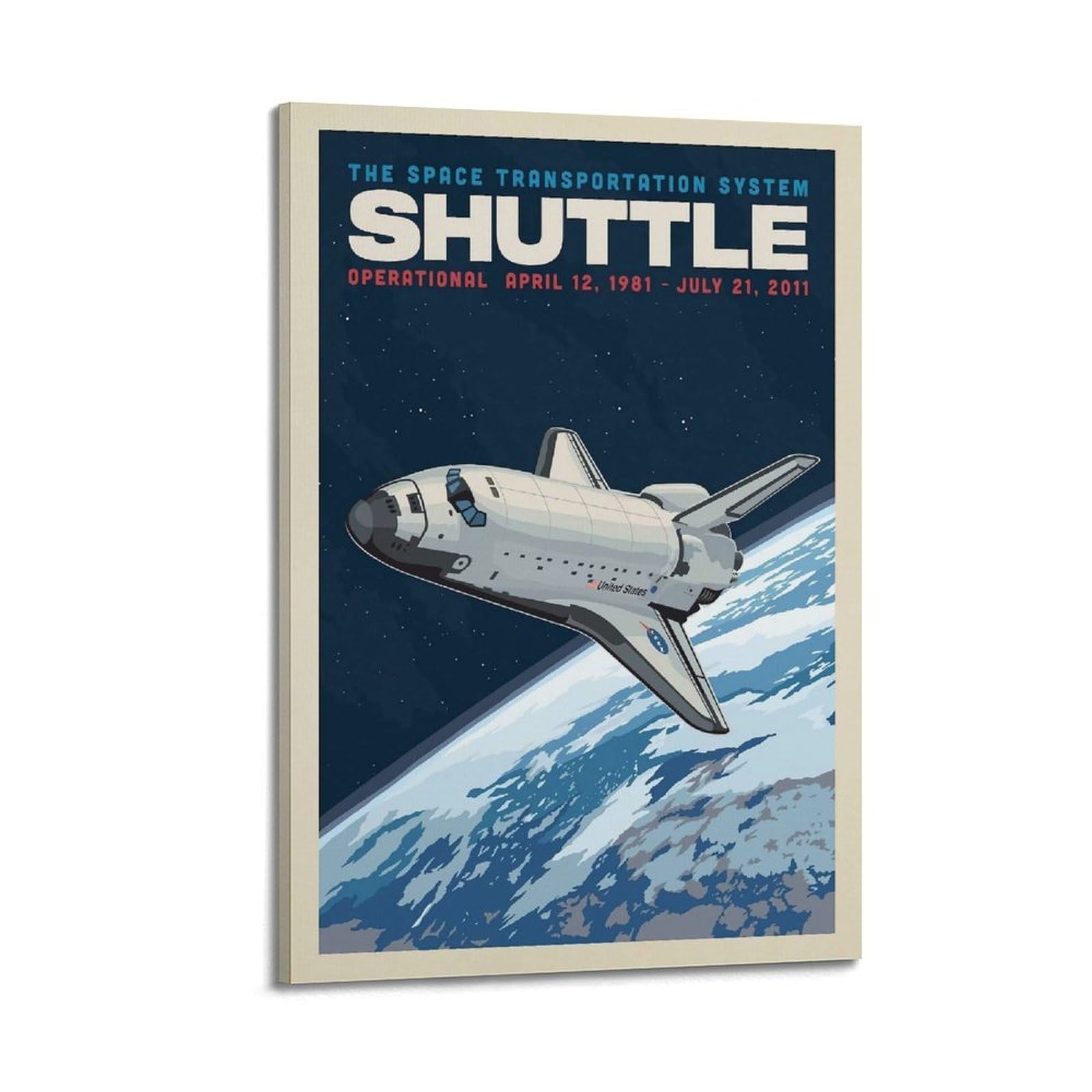 SUDANGDIANZI Vintage Travel Poster Shuttle Canvas Poster And Wall Art Modern Family Bedroom Gym Office Decor Gift 20x30inch(50x75cm) Frame-style