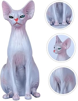 Hairless Cat Model Plastic Collectible Figurine for Home Decor | School Season Decor, Desktop Cat Decor, Photo Prop and Landscape Ornament for Boys and Girls