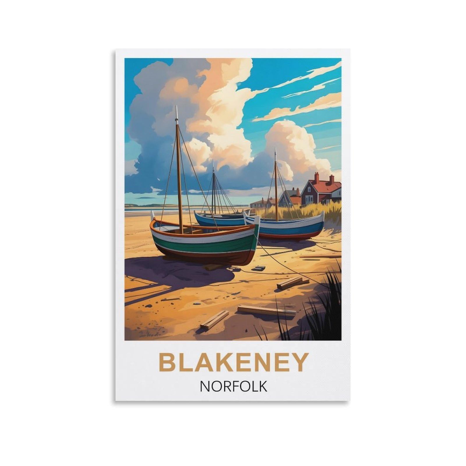EZMLFA 5D Diamond Art Kits for Beginner,Blakeney Norfolk,Diamond Art House DIY Diamond Art Kits for Home Wall Decor 50x60cm