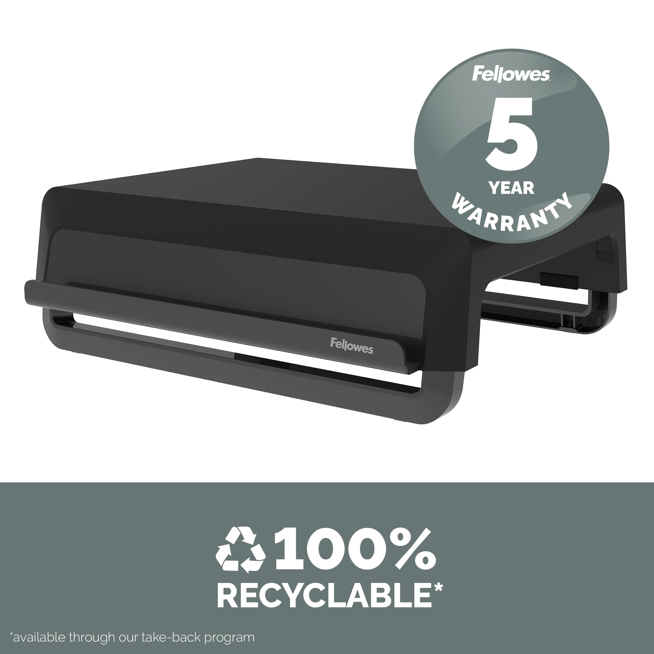 Fellowes Breyta - Soporte ergonómico de Altura Ajustable para Monitor/portátil, Color Negro