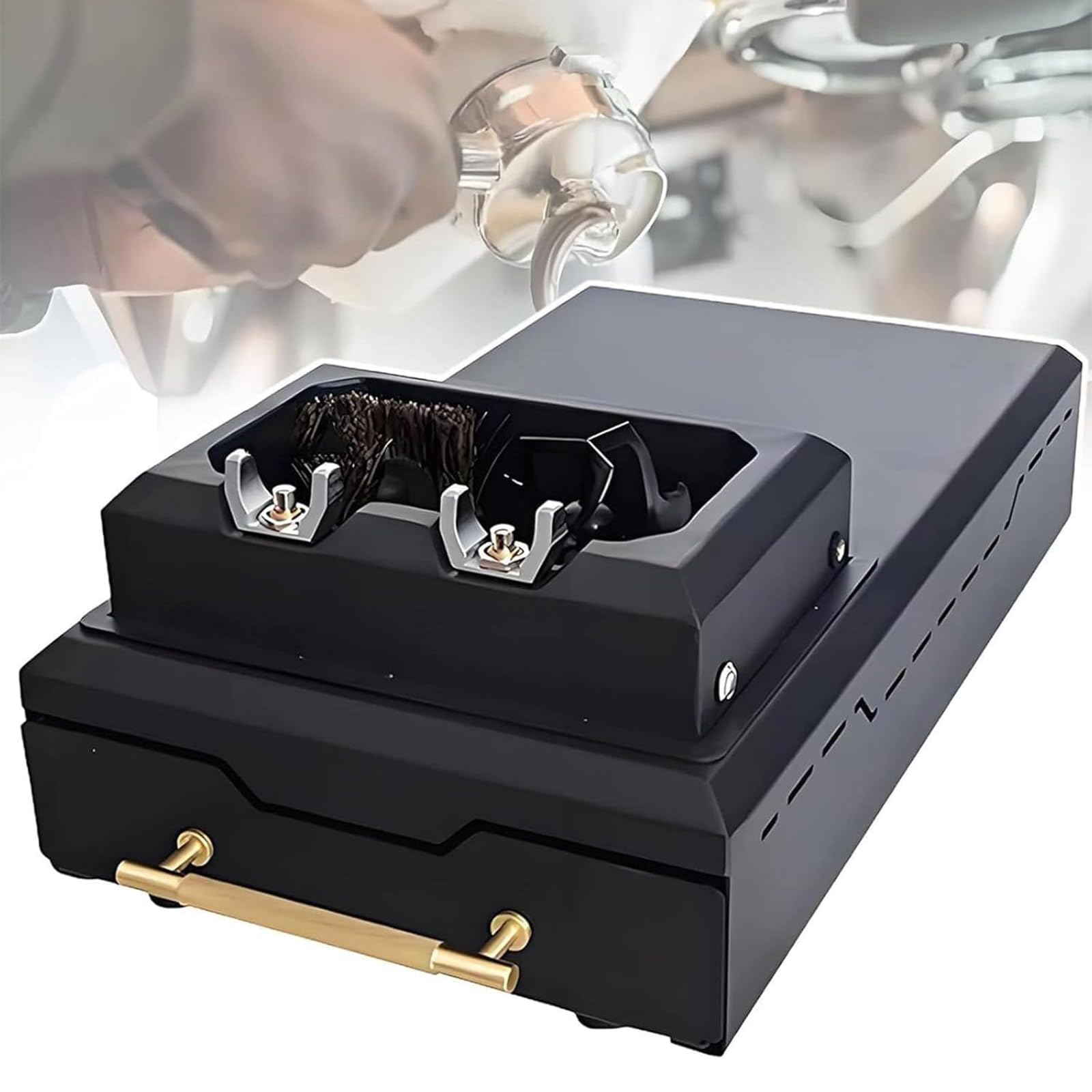Eiwitany Electric Automatic Portafilter Coffee Grounds Cleaner,Espresso Knock Box & Waste Container, Innovative Coffee Machine Accessory