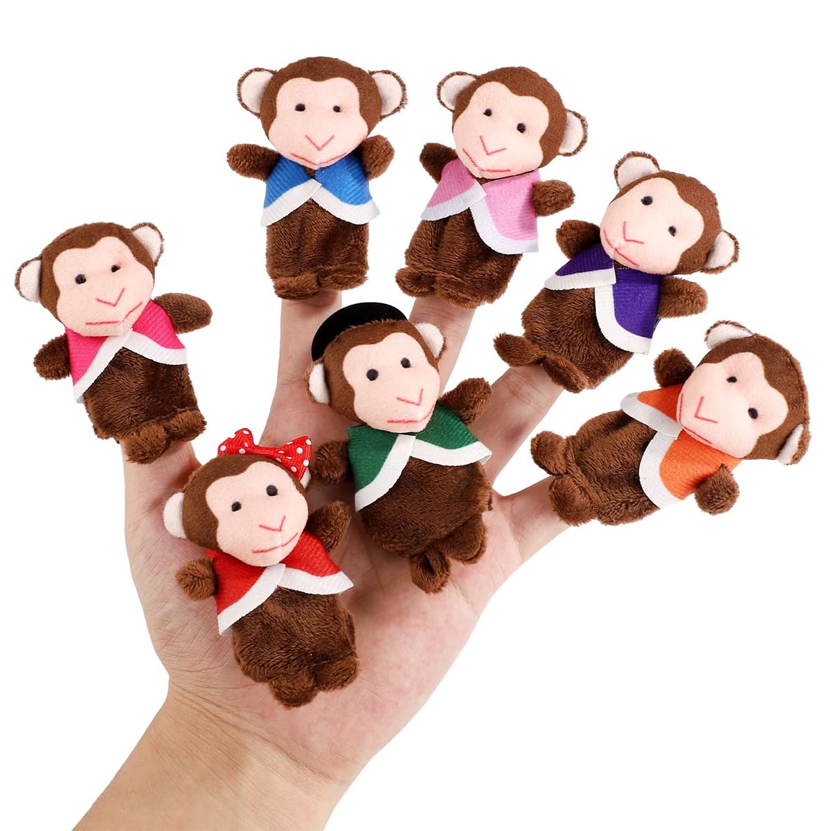 Enwye 1 Set Of 7 Little Monkey Finger Puppets Are Suitable for Story Time Play Time, Classroom and Drama Role Play - Image 4
