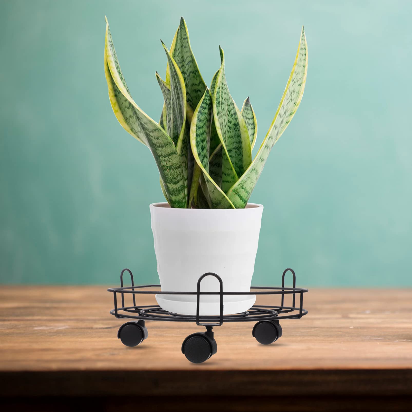 BESTonZON Pflanzenroller 2 Stück - Metall Blumenständer Mit Rädern Innen/Außen