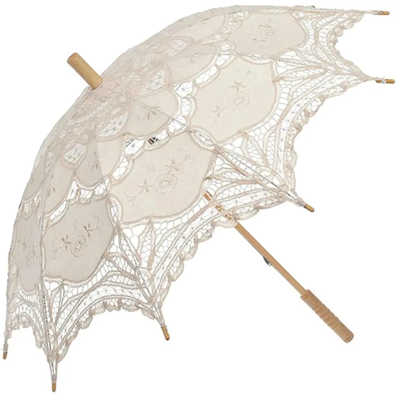 Parasol en dentelle pour mariage chic et finitions en coton brodé main