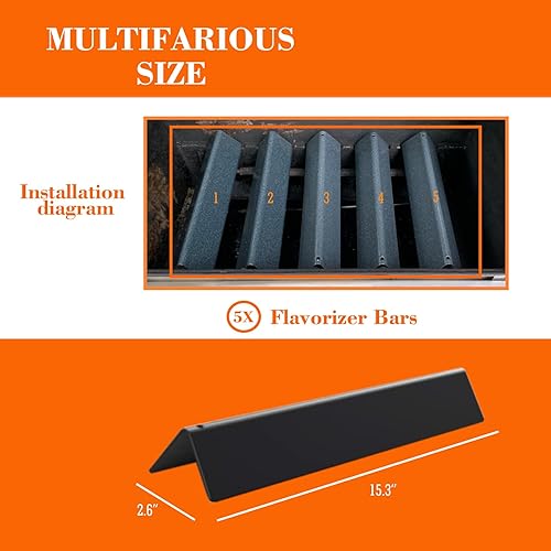 Miniatura 2 de Tombili Barras aromatizantes mejoradas 16GA de 15.3 pulgadas para parrillas de gas Weber Spirit 300 y Spirit II 300 Series E310 S310 E320 S320 E330