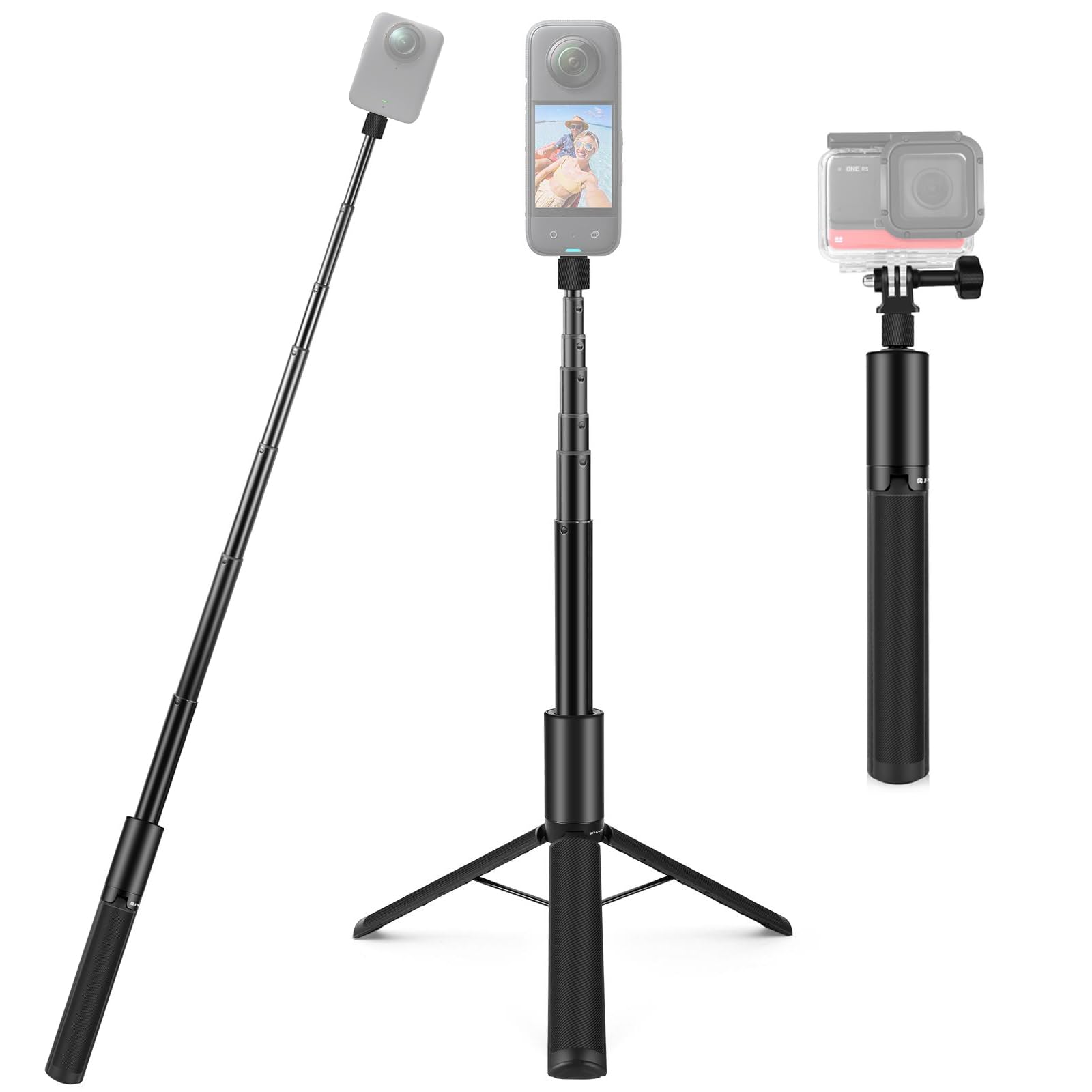 PULUZ Bastone invisibile per selfie+treppiede 2 in 1 per Insta360 X5/X4/X3, Insta 360 GO 3S, Ace Pro, GO 3, X3, ONE RS Accessori per Action Camera