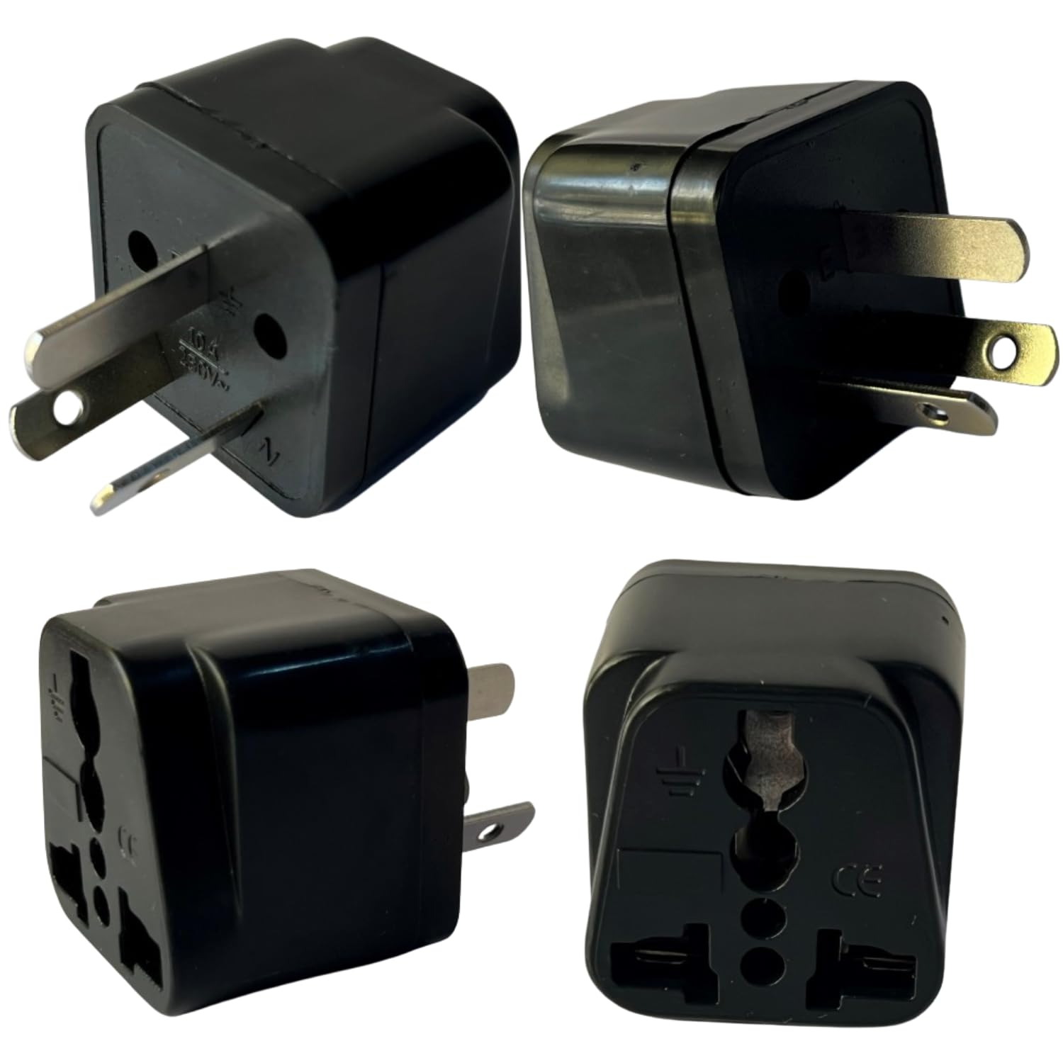Adaptro Universal Travel Adapter Type I Plug Converter for India to Australia, New Zealand, China & More, Pack of 4, Black