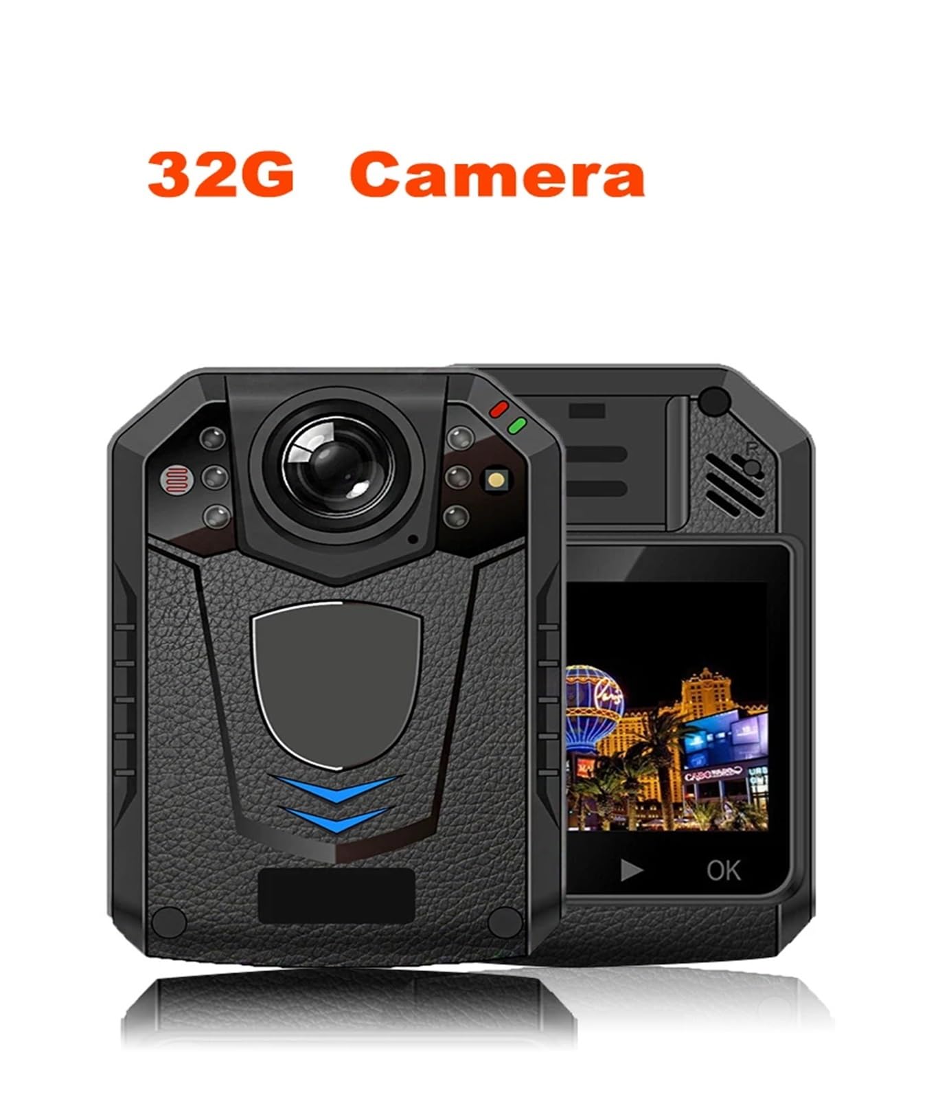 Caméra corporelle, F3 1296P HD détection de Mouvement Bodycam Enregistrement vidéo Surveillance sécurité cachée Mini caméra corporelle Police sans Fil(32GB)