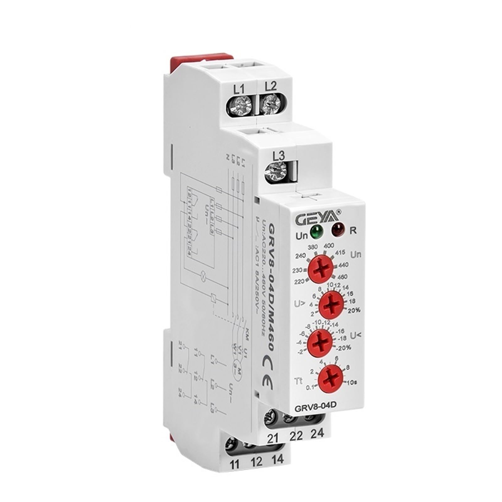 GRV8-04 05 06 07 08 Trójfazowa kontrola napięcia przekaźnik sekwencja awarii ochrona przed zbyt niskim napięciem (M460 3phase3wire, GRV8-07)